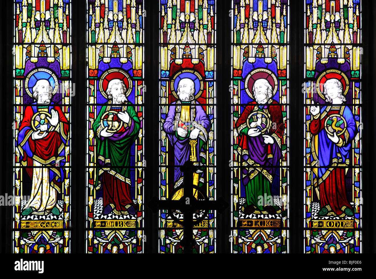 East Window, St. Peter`s Church, Barford, Warwickshire, England, UK Stock Photo